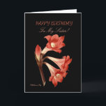 Cartão Orange Lily Sister Birthday<br><div class="desc">Você se deparou com os mais belos cartões de saudação floral no Zazzle. Uma imagem impressionante de uma flor colorida sobre fundo preto, com saudações adequadas a uma ocasião. Não só a frente é bonita, como a parte de trás tem uma foto da flor da frente também. Quando o receptor...</div>