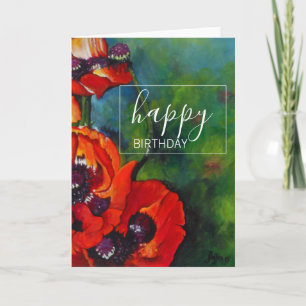 Cartão Orange Poppies Art Happy Birday Card