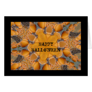 Cartão Orange Pumpkins Kaleidoscope Feliz Dia das Bruxas