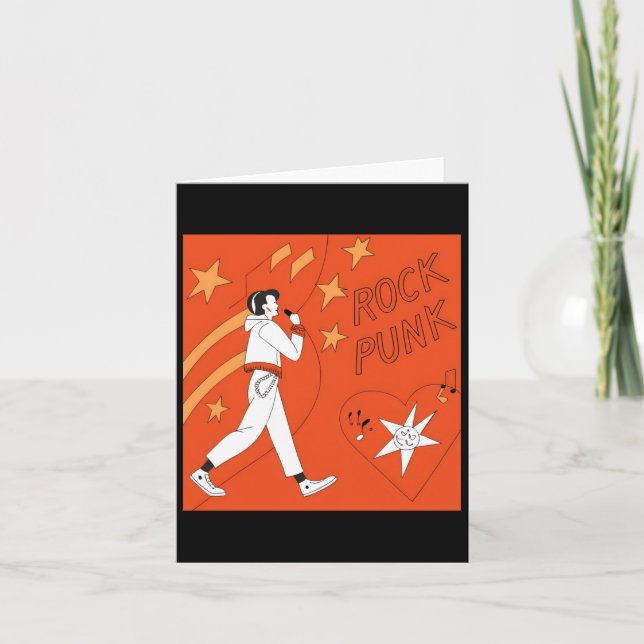 Cartão Orange Punk Rock Expressive Digital Art Illustrati (Frente)