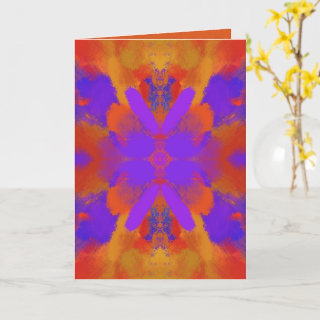 Cartão Orange Purple And Red Abstract Graphic Art Design (Flor Amarela)