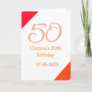 Cartão Orange red 50 birthday anniversary add name date p