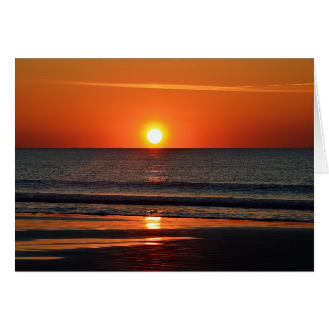 Cartão Orange Sunrise na Praia (Frente Horizontal)