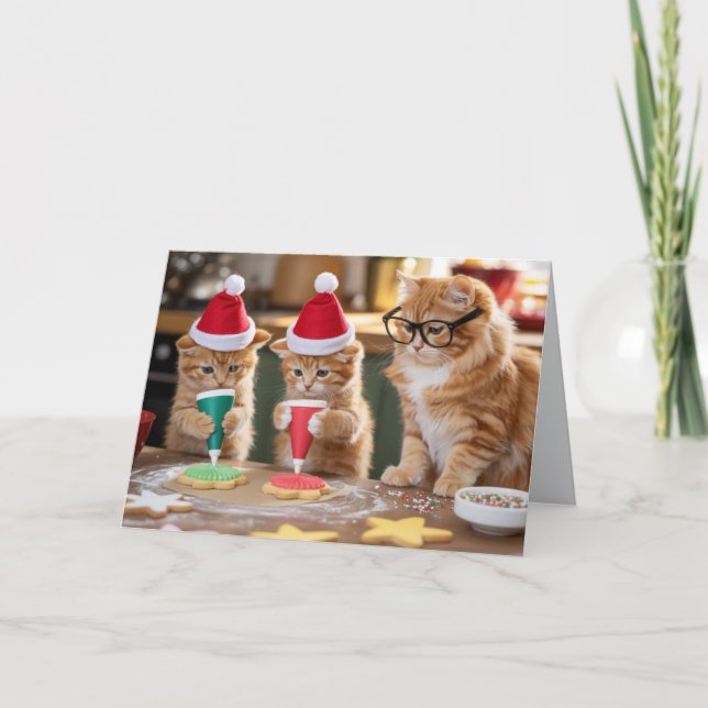 Cartão Orange Tabby Christmas Cookies  Card (Frente)