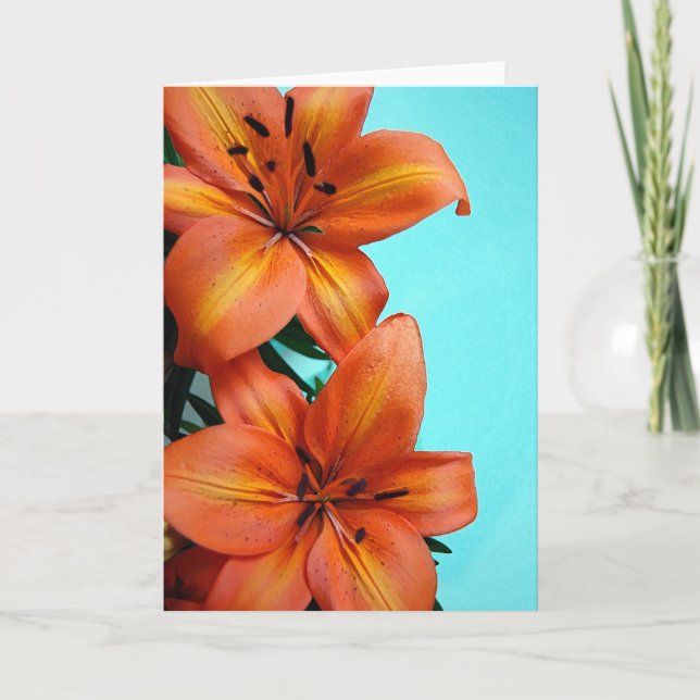 Cartão Orange tiger lily flowers greeting card (Frente)