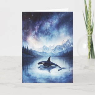 Cartão Orca entre as Estrelas e Montanhas