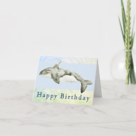 Cartão Orca Killer Whale Watercolor Birthday Card