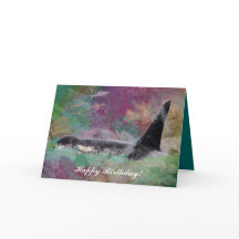 Orca Whale Greeting Card Birthday, Well, BonVoyage