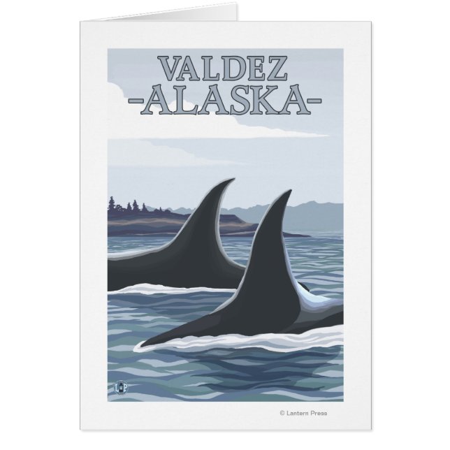 Cartão Orca Whales nº 1 - Valdez, Alasca (Frente)