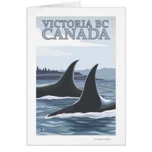 Cartão Orca Whales nº 1 - Victoria, BC Canadá
