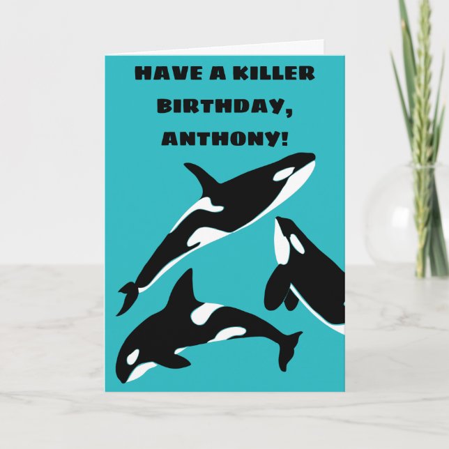 Cartão Orcas Killer Whales Teal Blue Personalizado (Frente)