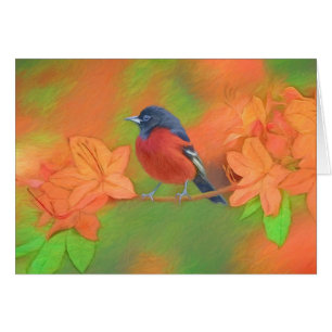 Cartão Orchard Oriole Songbird Pintura Original