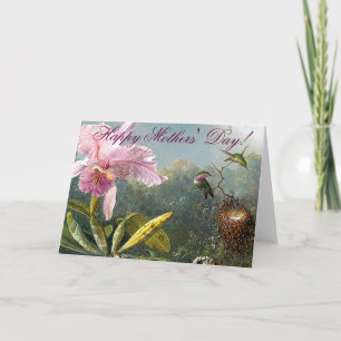 Cartão Orchid Hummingbirds Mothers Day Card