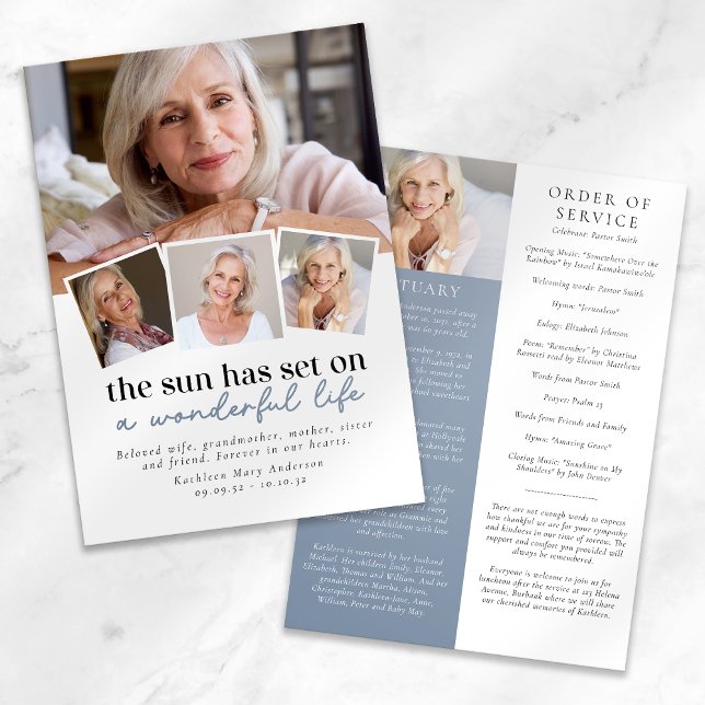 Cartão Ordem de Serviço Funeral de Colagem de Fotos Moder (Criador carregado)