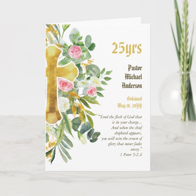Cartão ORDENAÇÃO ANNIVERSARY Padre Ministro (Frente)