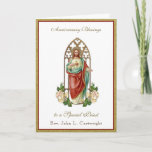 Cartão Ordenação de Aniversário do Padre Jesus Sagrado<br><div class="desc">Esta é uma bela imagem tradicional católica personalizada do Coração Sagrado de Jesus com rosas brancas e um dentro de verso das Escrituras. Todos os textos e fontes podem ser modificados.</div>