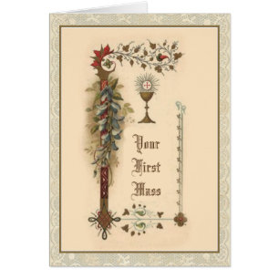 Cartão Ordenação de Padre Católico Religiosa em Primei