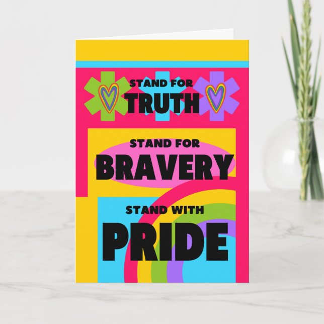 Cartão Orgulho gay mês de apoio com orgulho colorido (Frente)