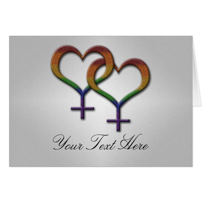 Cartão Orgulho Lésbico Arco-Íris Mulheres Símbolos de Gên (Frente Horizontal)