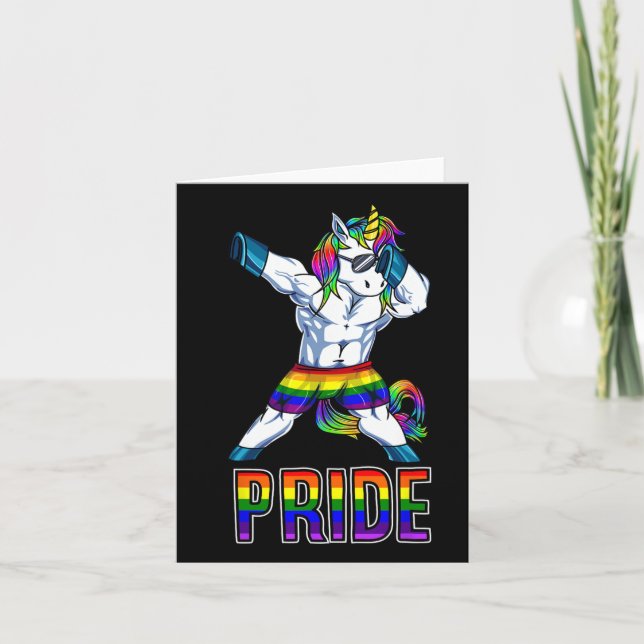 Cartão Orgulho Lgbt Bodybuilding Unicorn Muscle Gay (Frente)