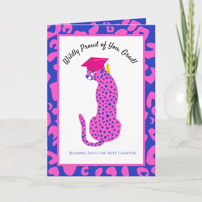 Cartão Orgulhosamente Capítulo Seguinte Rosa Leopardo Gra (Frente)