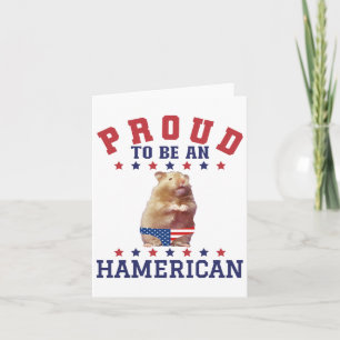 Cartão Orgulhoso Hamericano 4 de Julho Patriótico Hamster