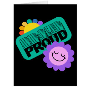 Cartão Orgulhoso. LGBT+Orgulho. O arco-íris amava girasso