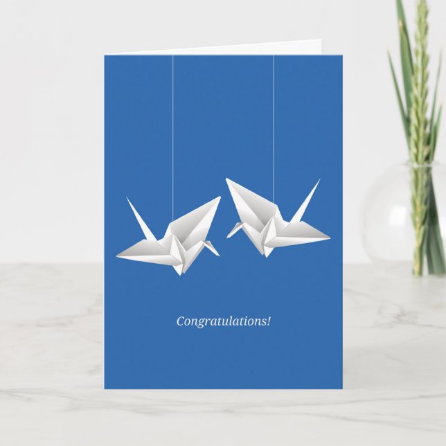 Cartão Origami Cranes Wedding Congratulations (Frente)