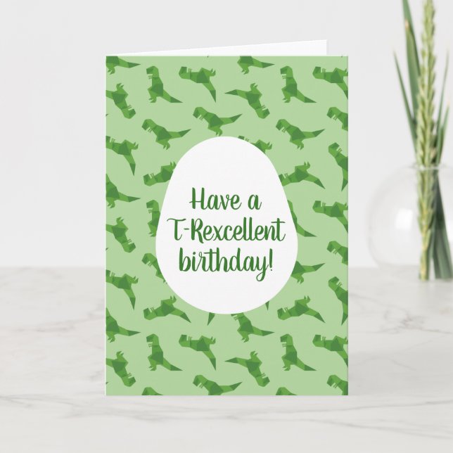 Cartão Origami de T-Rex (Frente)