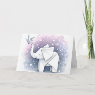 Cartão Origami Elephant Hopes e Sonhos
