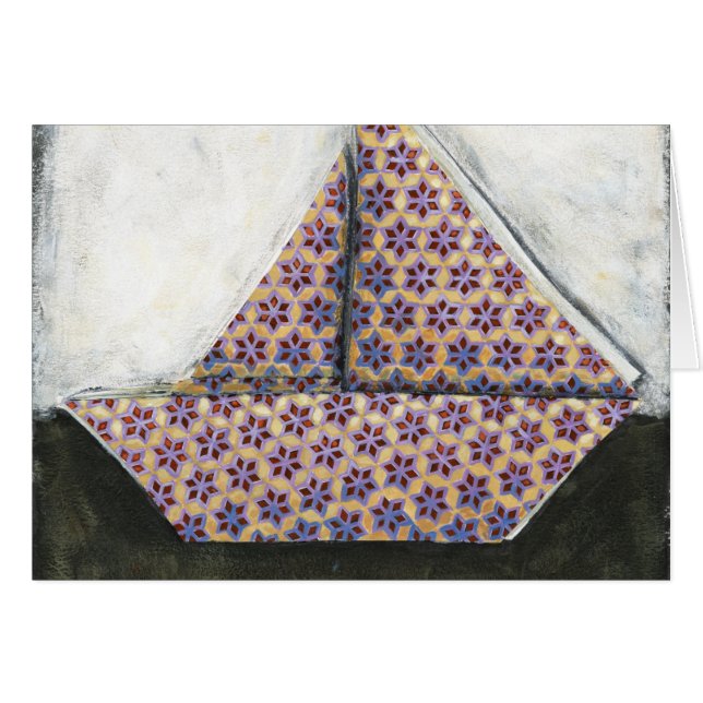 Cartão Origami Sailboat no papel Star Design (Frente Horizontal)