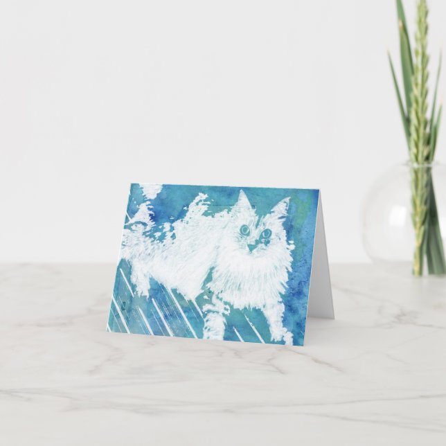 Cartão Original Abstract Siberian Cat Note Card (Frente)