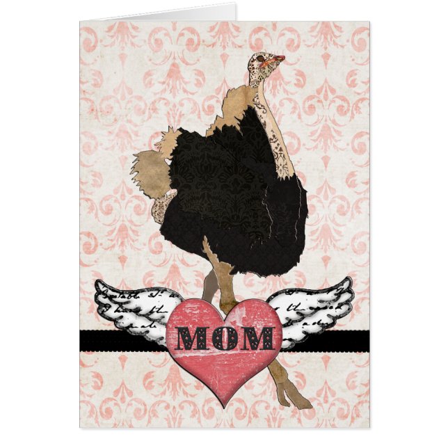 Cartão ornamentado do dia das mães do damasco do (Frente)