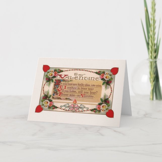 Cartão ornamentado do poema dos namorados do (Frente)