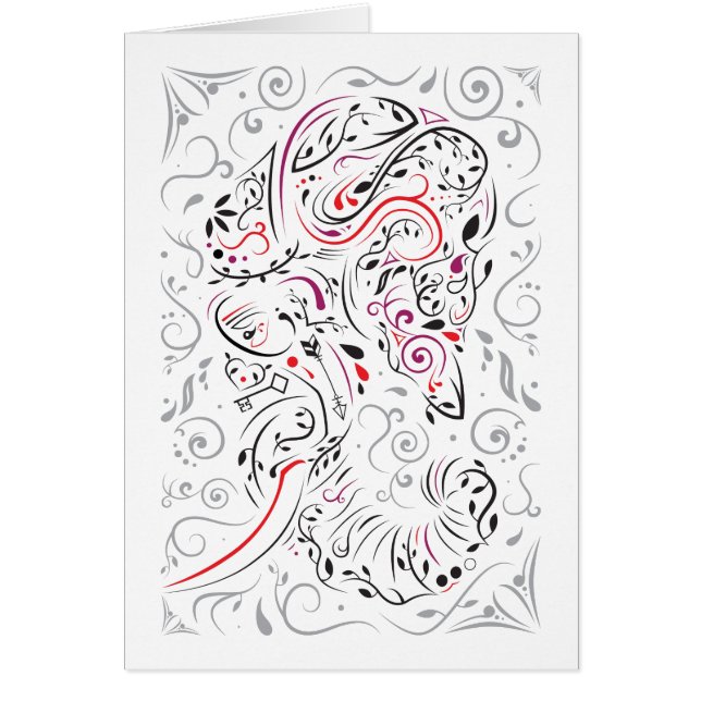 Cartão ornamentado elefante (Frente)