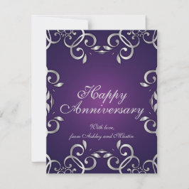 Cartão Ornamentado Elegante Prata E Feliz Aniversário