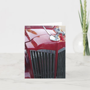 Cartão ornamento de capuz de cromo de carro vermelho vint