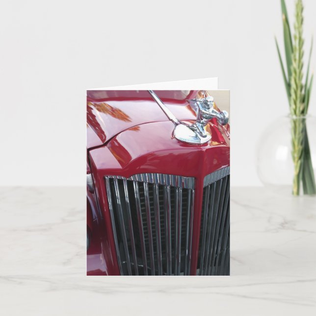 Cartão ornamento de capuz de cromo de carro vermelho vint (Frente)