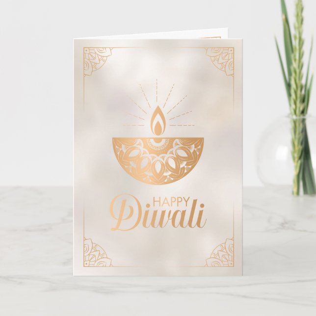 Cartão Ornamento de ouro Feliz Diwali (Frente)