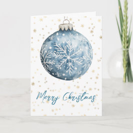 Cartão Ornamento Dourado de Flocos de Neve de Natal Branc
