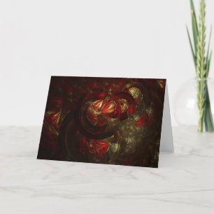 Cartão Ornamento Fractal Vermelho e Dourado