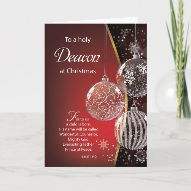 Cartão Ornamentos de Cotação de Bíblia de Natal Deacon (Frente)