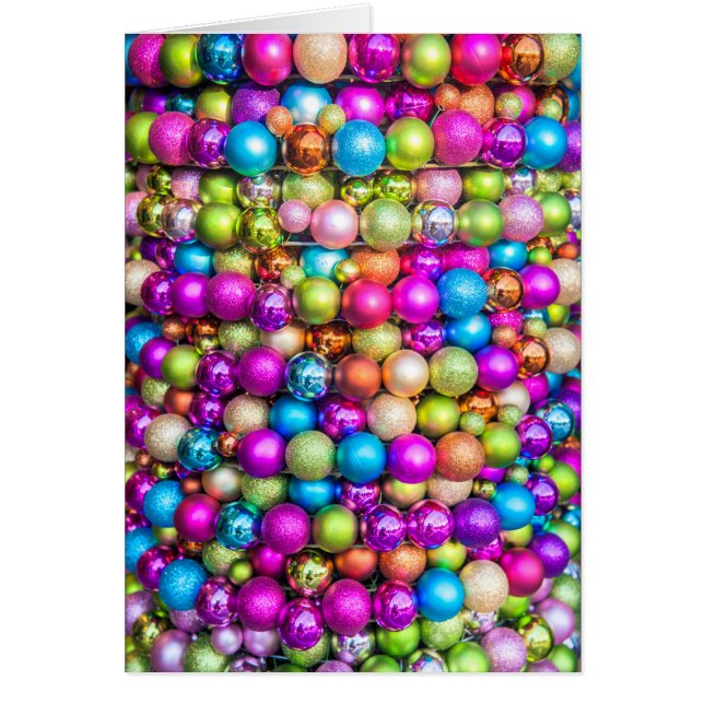 Cartão Ornamentos de Esferas com Cores Múltiplas (Frente)