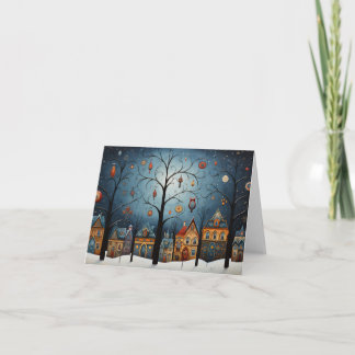 Cartão Ornamentos de inverno Arte Foliar Esandinava