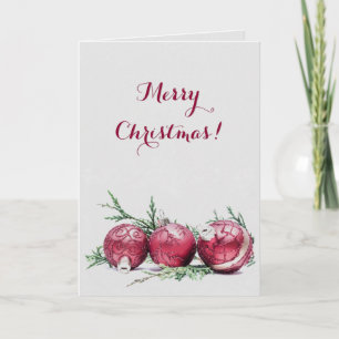 Cartão Ornamentos de Lâmpadas de Natal Pintura de Óleo