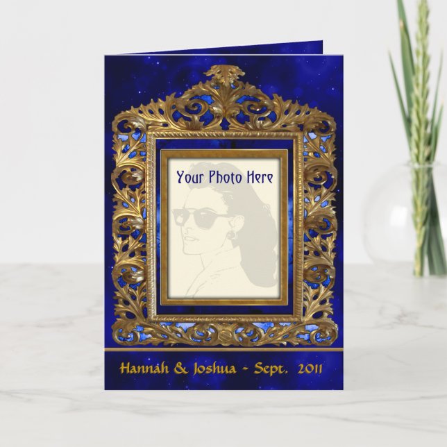 Cartão Ornate Brass Frame (Personalized Photo Card) (Frente)
