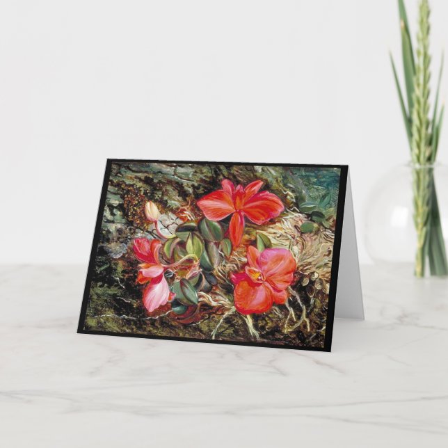 Cartão Orquídea brasileira, pintura de Marianne North (Frente)