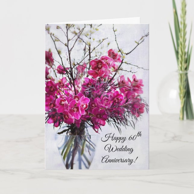 Cartão Orquídea do 60º aniversário do casamento, os 60 an (Frente)