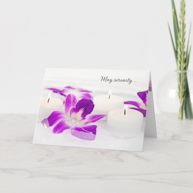 Cartão Orquídea e velas em água pensando em você (Frente)