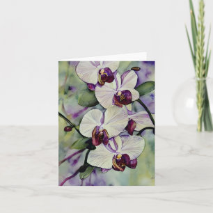 Cartão Orquídeas aquarela personalizáveis